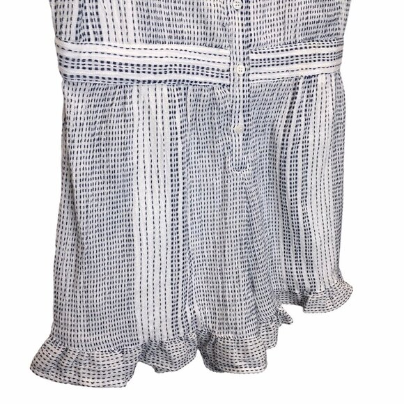 Coastal Romper Women Size 4 White Blue Adjustable Straps Summer Feminine Beachy - Picture 2 of 16